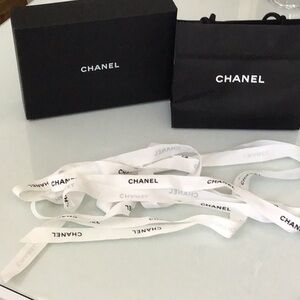 Chanel Black Gift Bags with White Ribbon